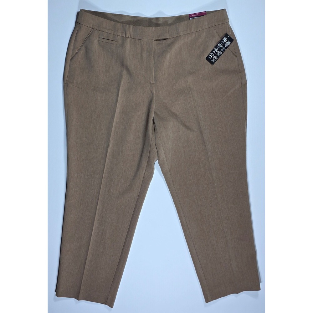 Investments Woman 5th AVE Fit Secret Support Straight Leg Dress Pants Brown 22WS
